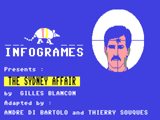 The Sydney Affair title screen for Commodore 64